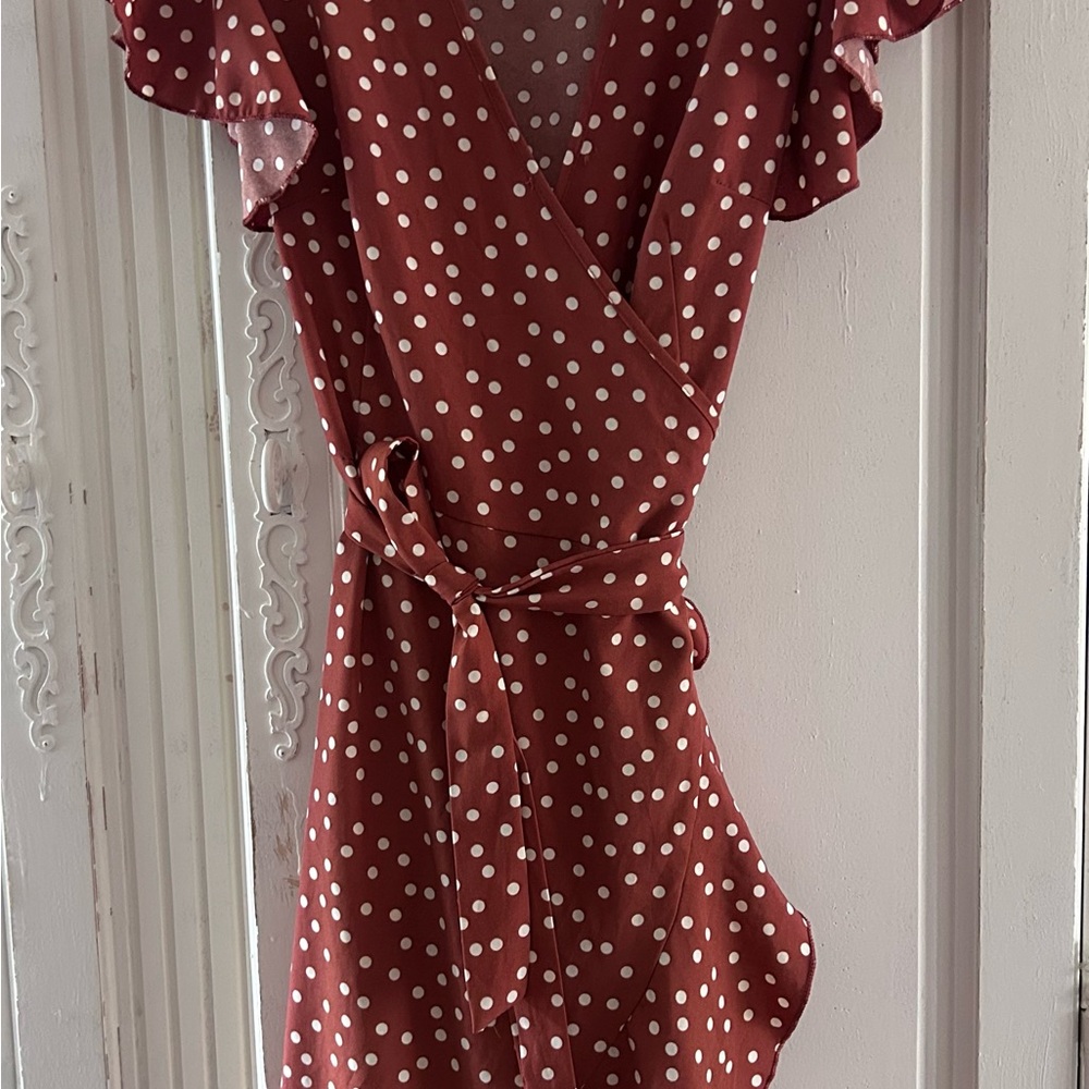 Polka Dot Wrap Dress - Red